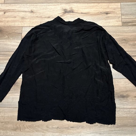 Johnny Was Antik Lace Collared Blouse SZ Small Long Sleeve Embroidered Black - Picture 13 of 14